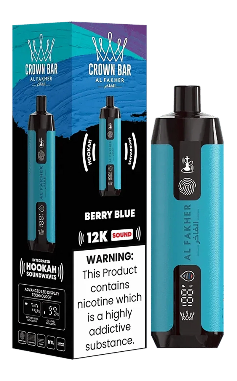 AL Fakher Crown Bar Sound 12000 puffs - Berry Blue - 5mg