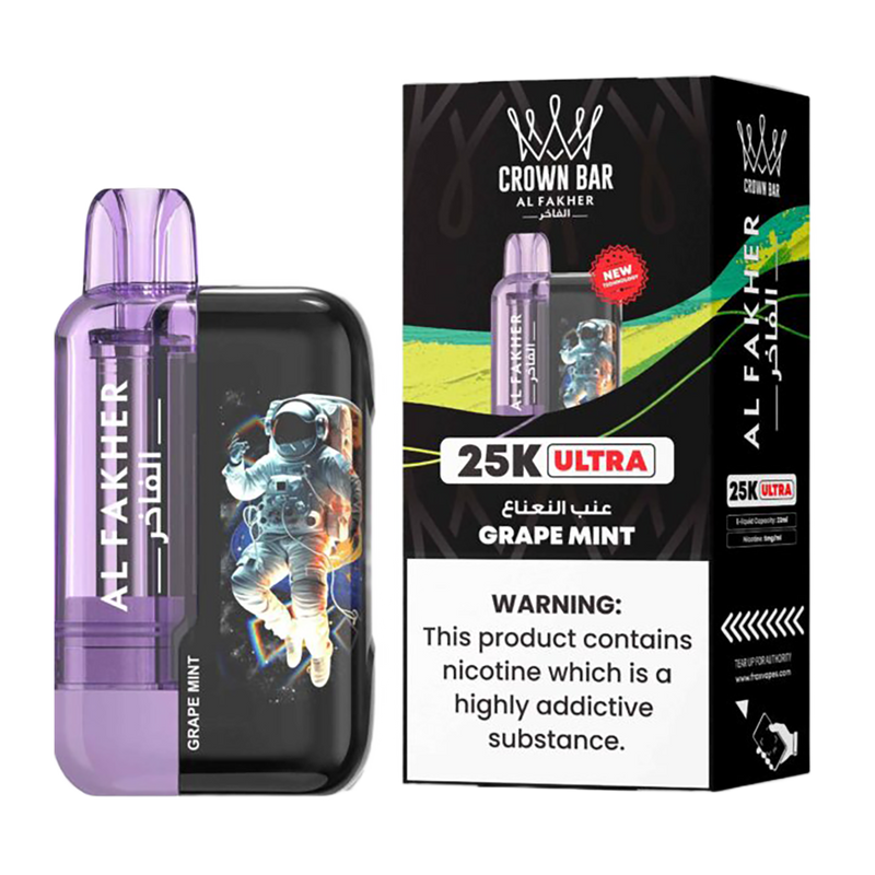 AL Fakher Crown Bar 25K puffs Ultra - Grape Mint - 5mg